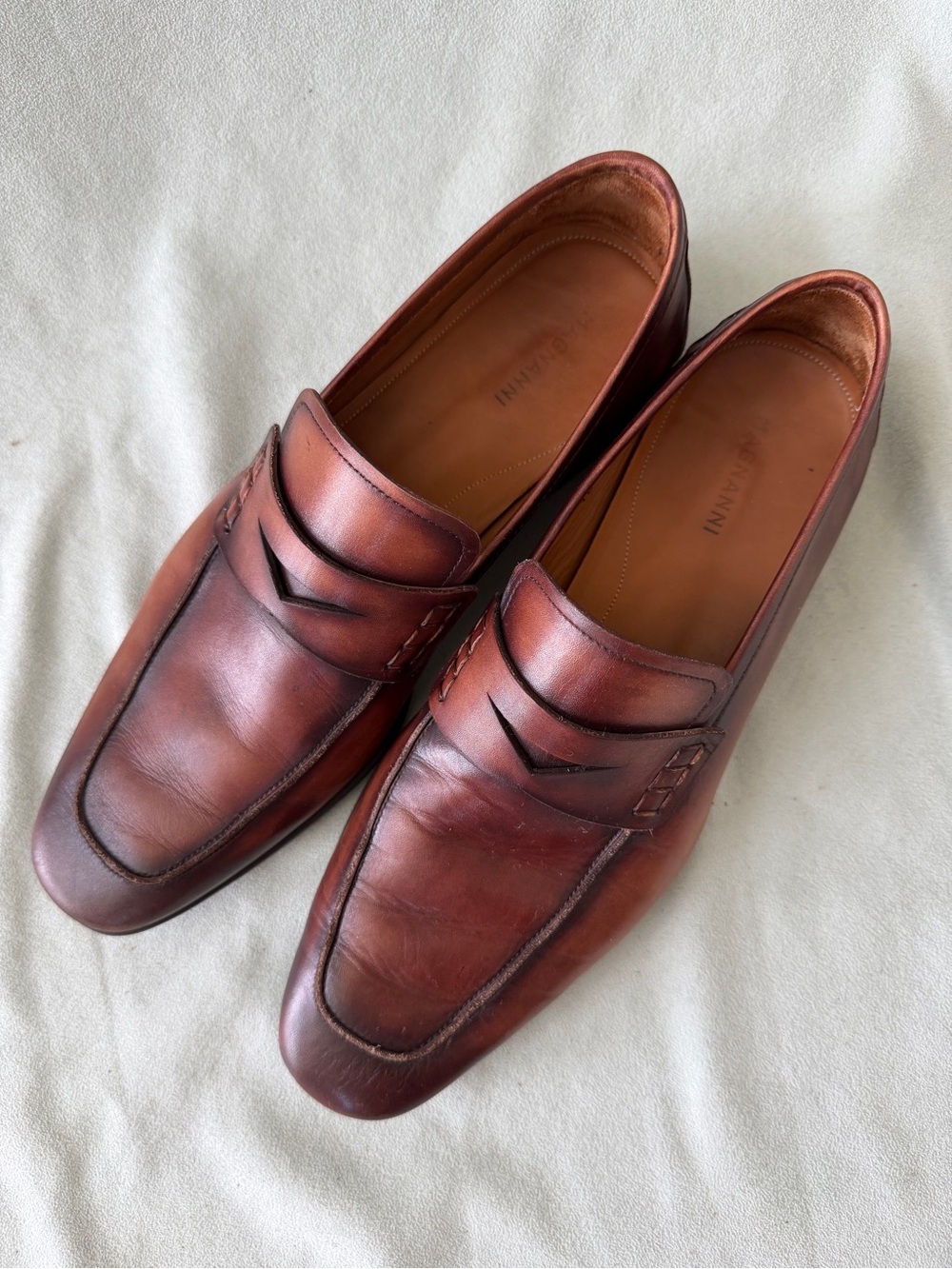 MAGNANNI SASSO Men's Cognac Leather Penny Loafers Size 8M